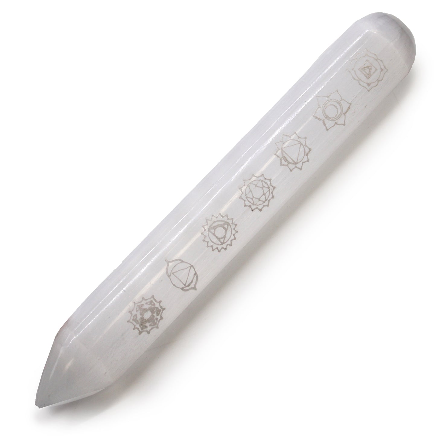 Baguette Sélénite - 16 cm (Pointe une extrémité) 7 Chakra