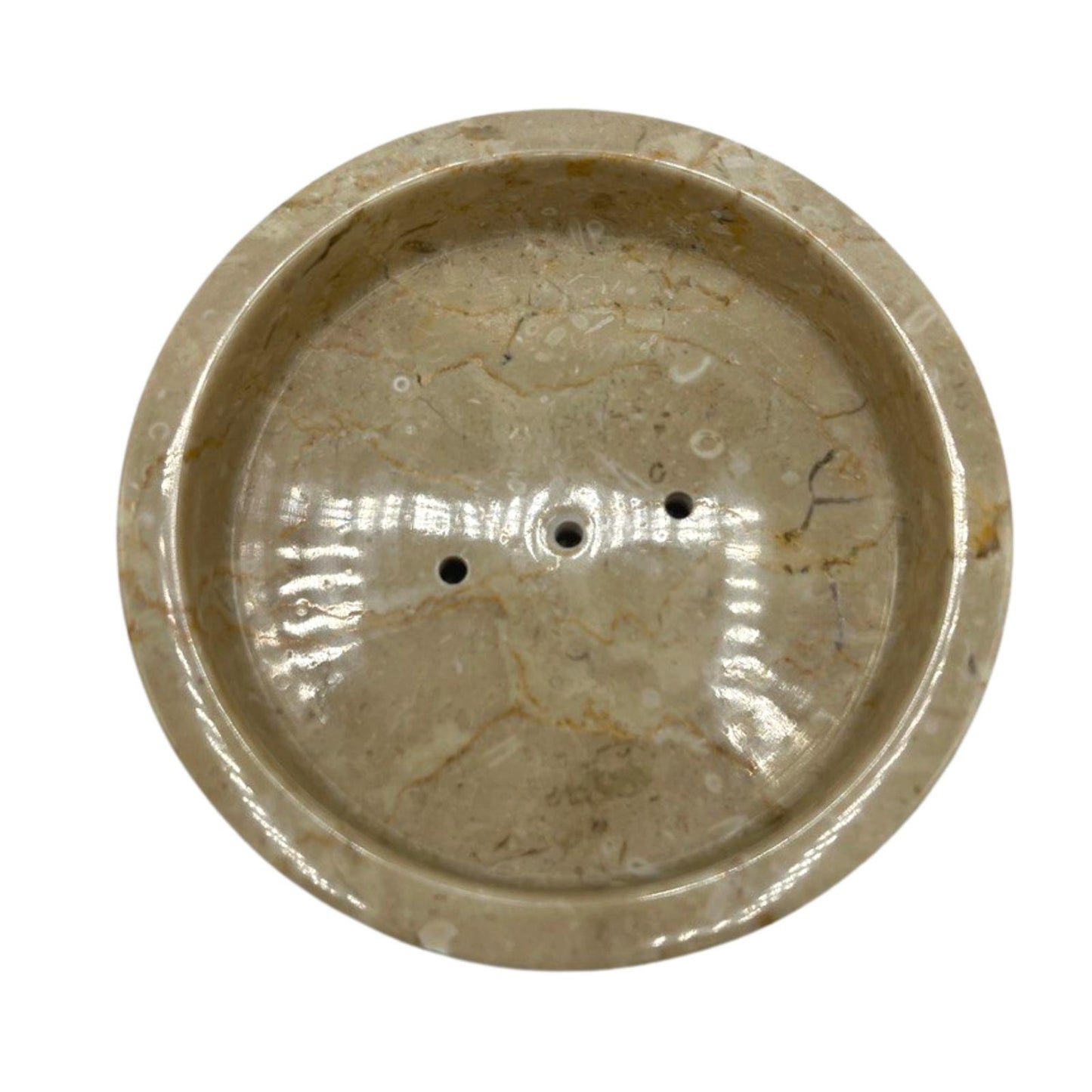 Porte-Savon Rond Plat en Miel et Marbre