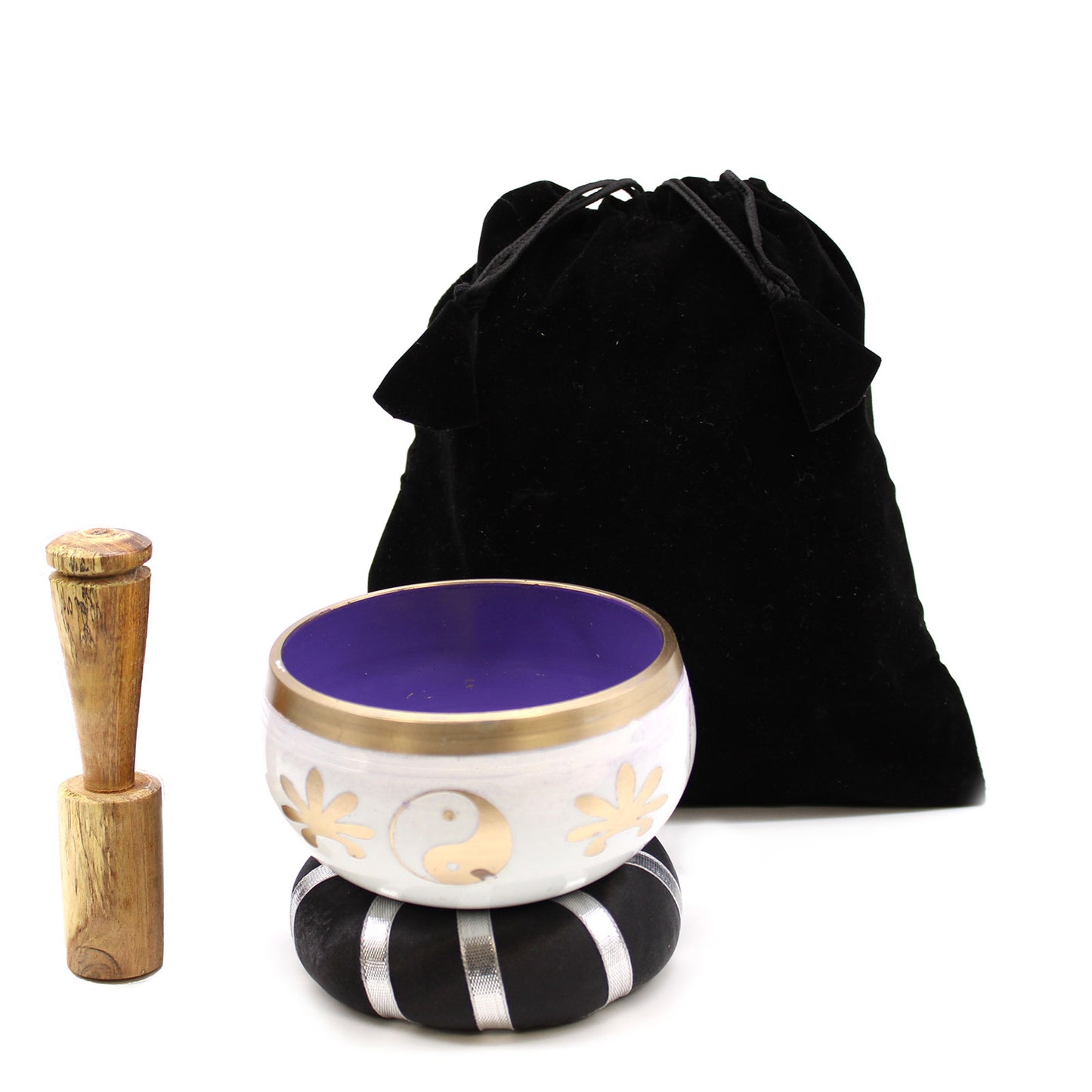 Yin and Yang Singing Bowl Set - White/Purple 10.7cm