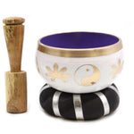 Yin and Yang Singing Bowl Set - White/Purple 10.7cm