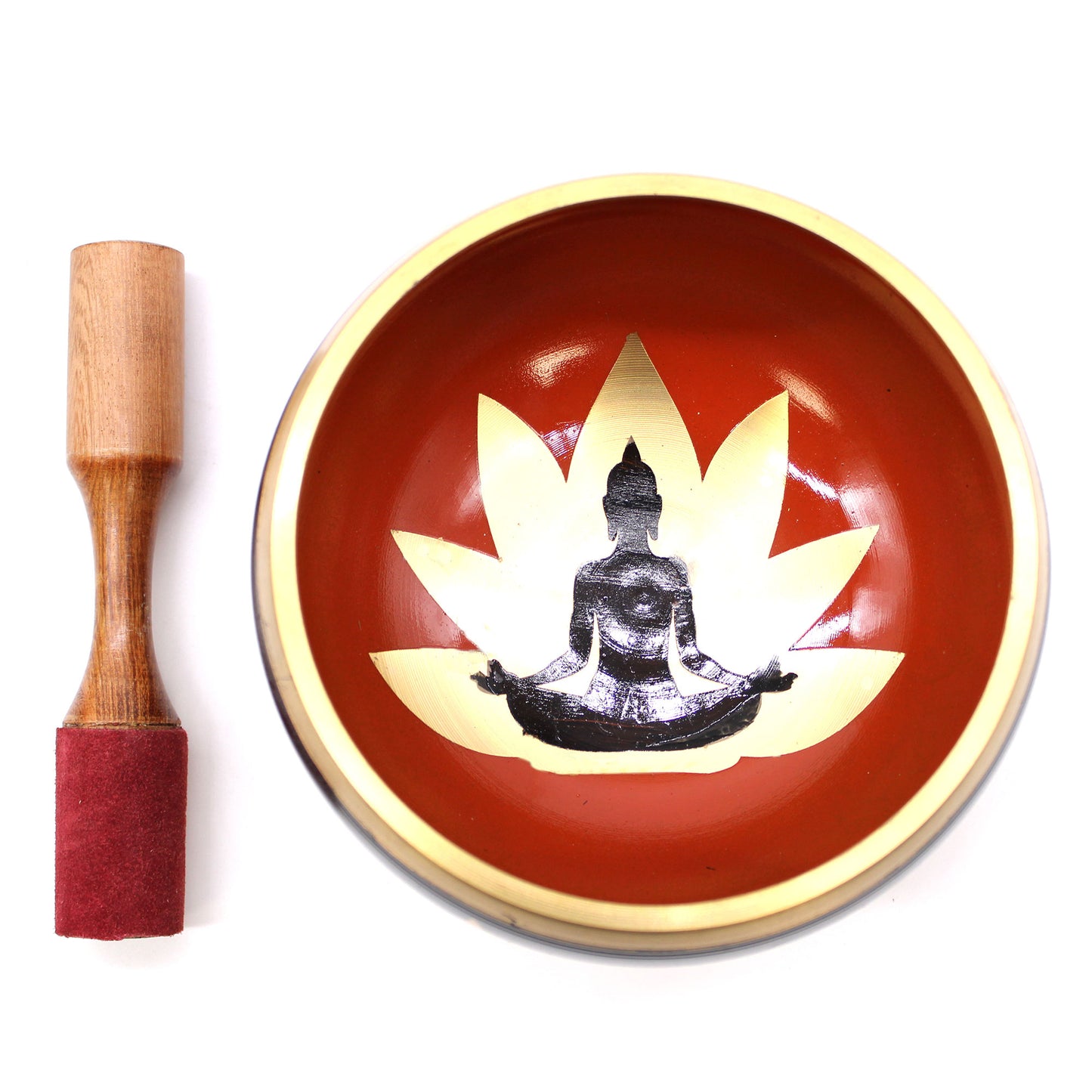 Buddha Singing Bowl Set - Black/Orange 14cm