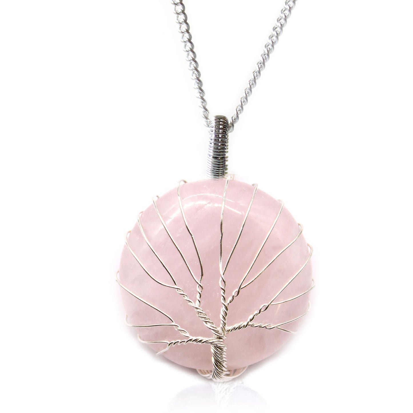 Collier de pierres de l'arbre de vie - Quartz rose