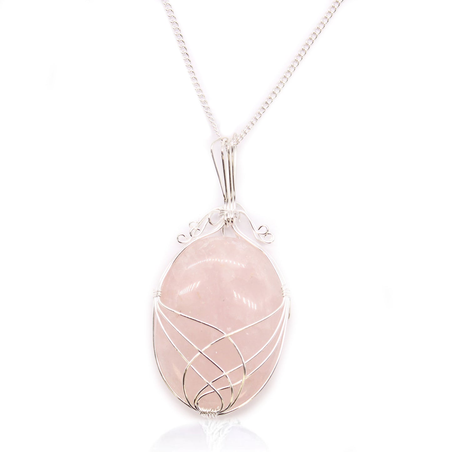 Collier de pierres entouré d'un tourbillon - Quartz rose