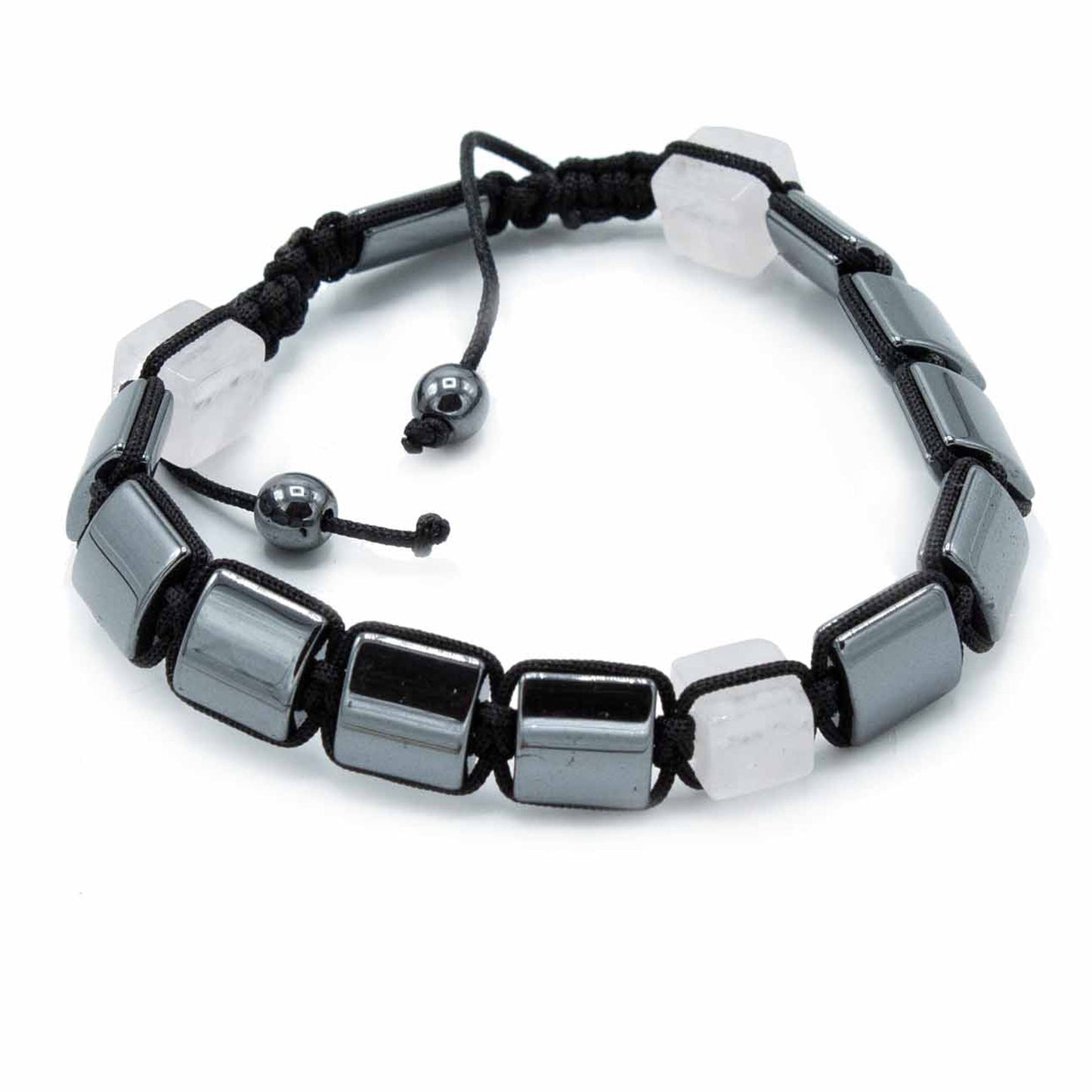 Bracelet de Shamballa en hématite magnétique - Cuboïdes roses