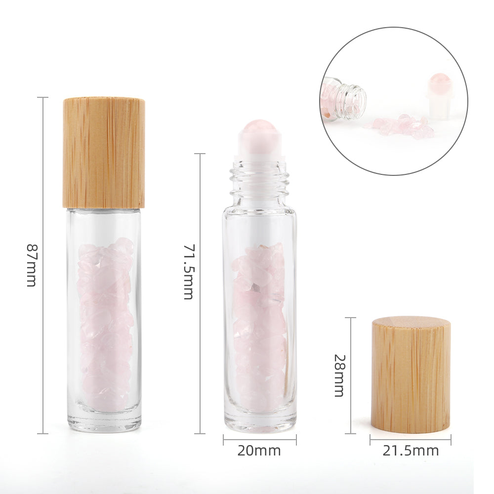 Stone Essential Oil Bottle - Rose Quartz - Wooden Cap