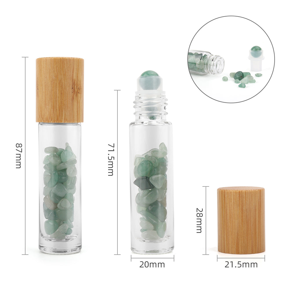 Stone Essential Oil Bottle - Aventurine - Wooden Cap