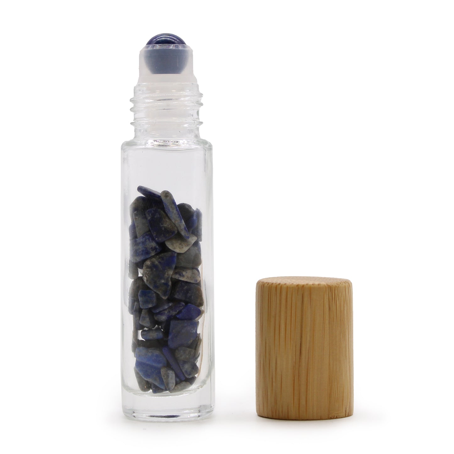 Bouteille à huile essentielle en pierre - Sodalite - Capuchon en bois