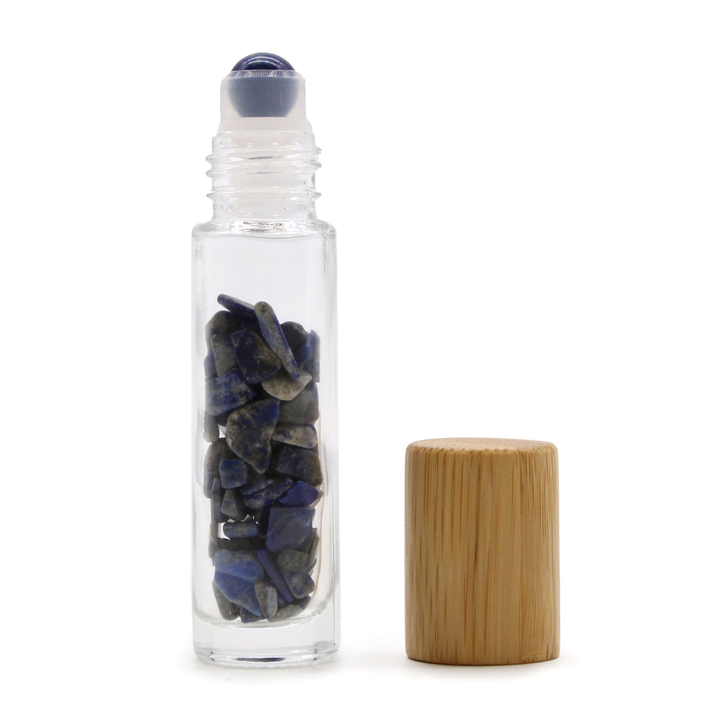 Bouteille à huile essentielle en pierre - Sodalite - Capuchon en bois