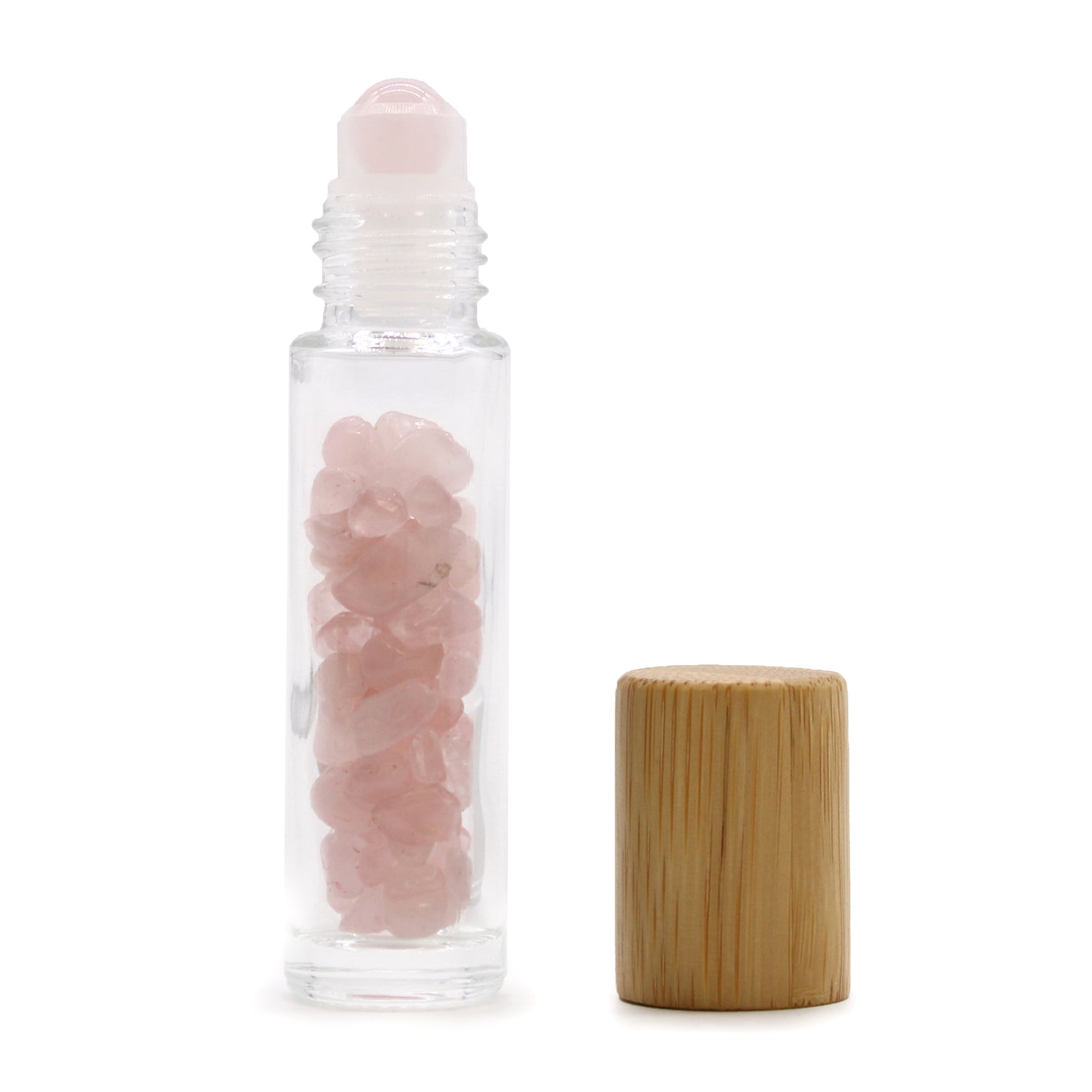 Stone Essential Oil Bottle - Rose Quartz - Wooden Cap