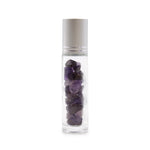 Gemstone essential oil roller - Amethyst - silver cap