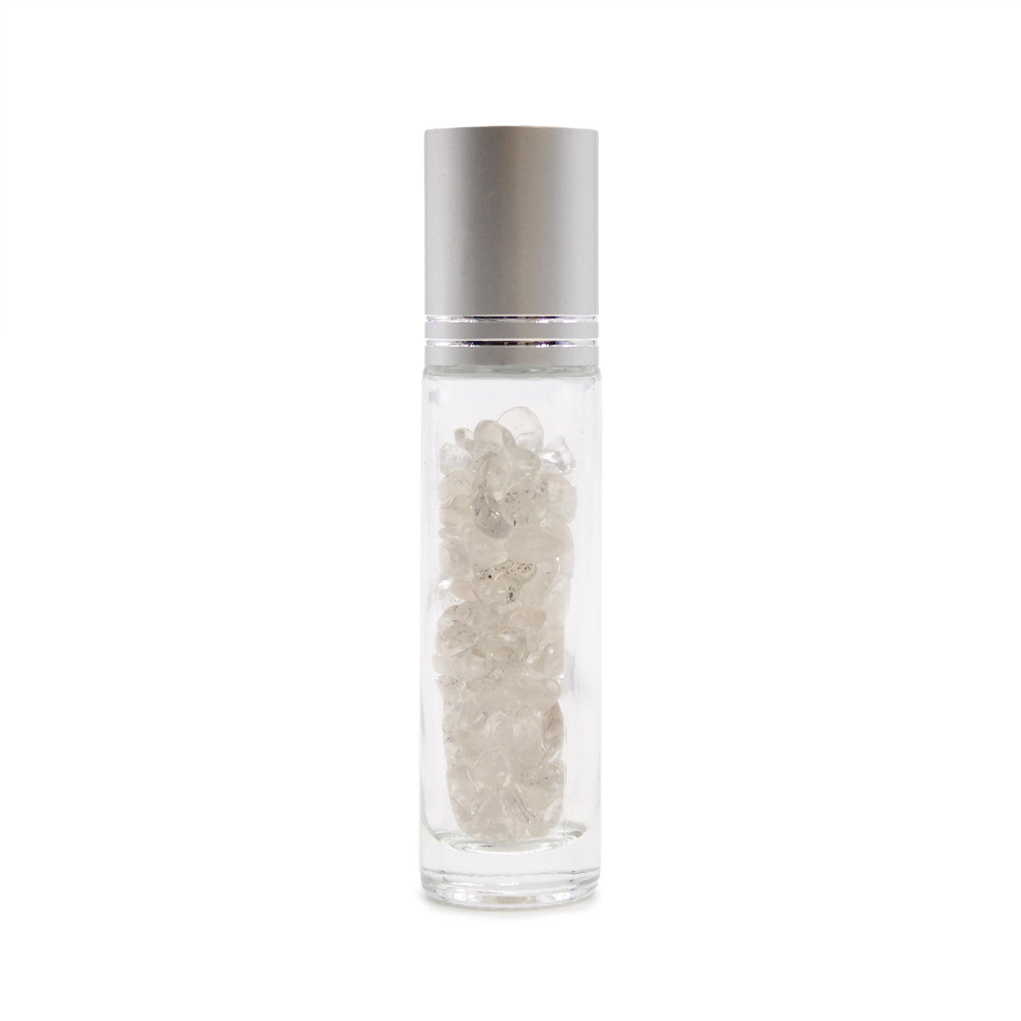 Stone Essential Oil Bottle - Rock Quartz - Silver Cap