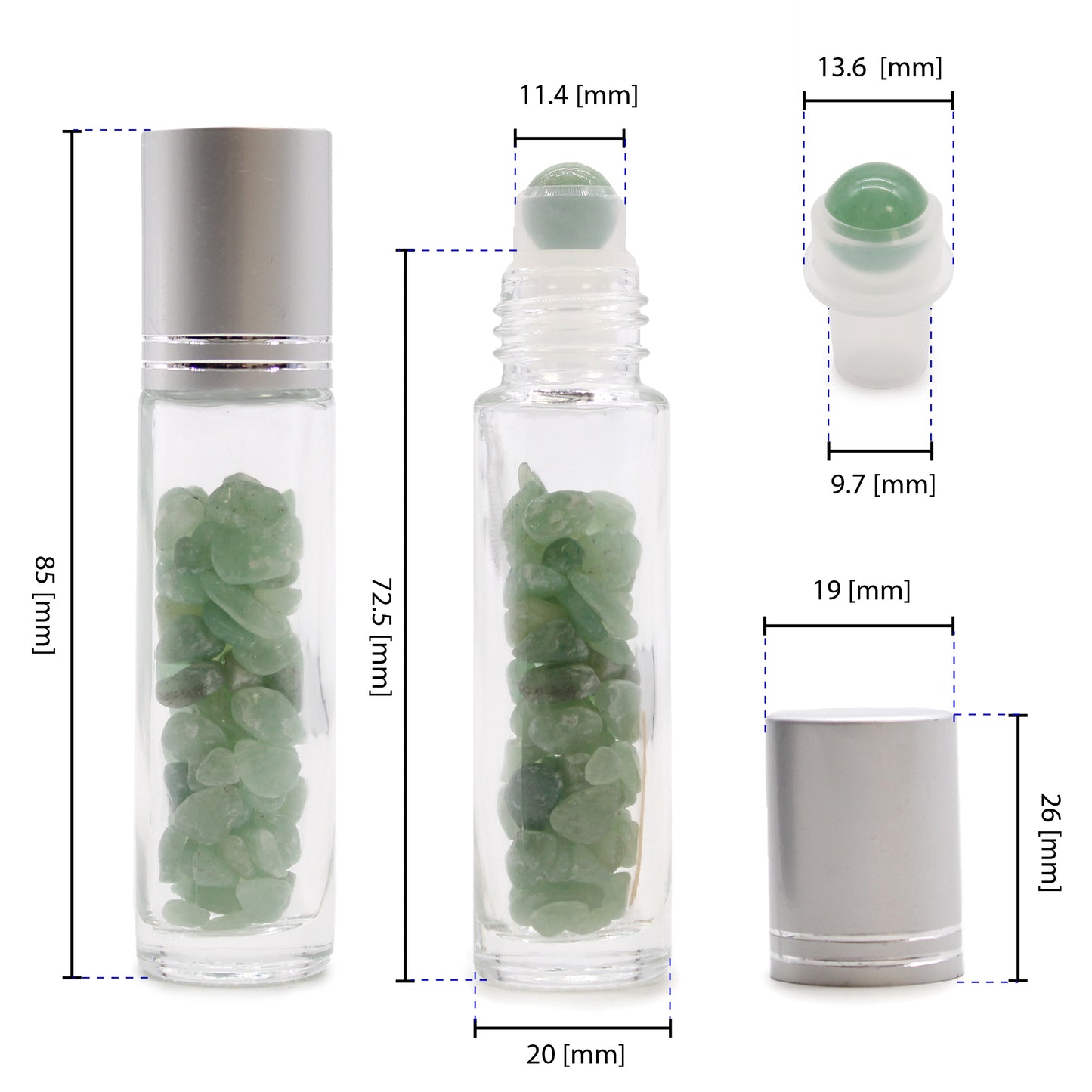 Stone Essential Oil Bottle - Rock Quartz - Silver Cap