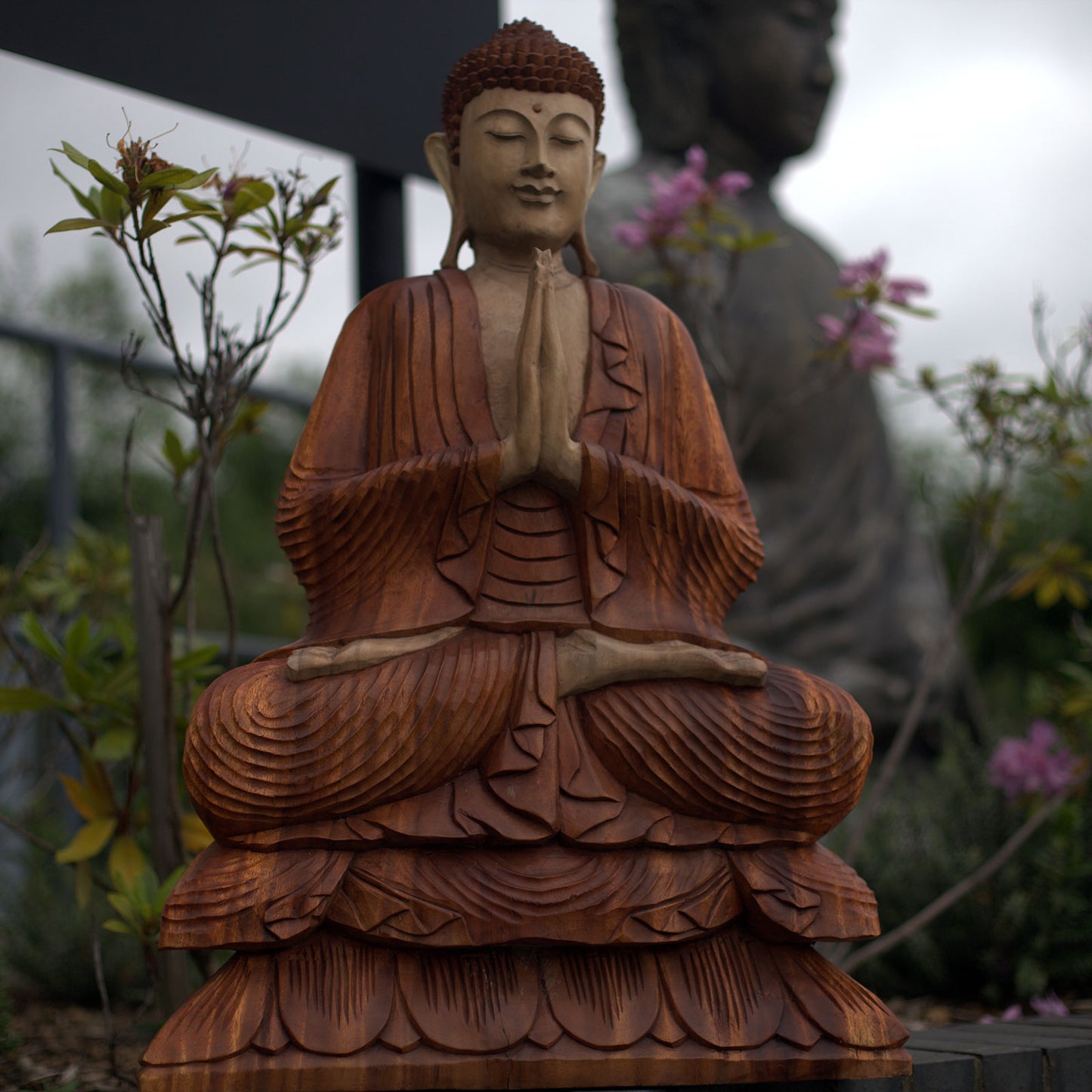 Statue de Bouddha sculptée à la main - 60cm Bienvenue