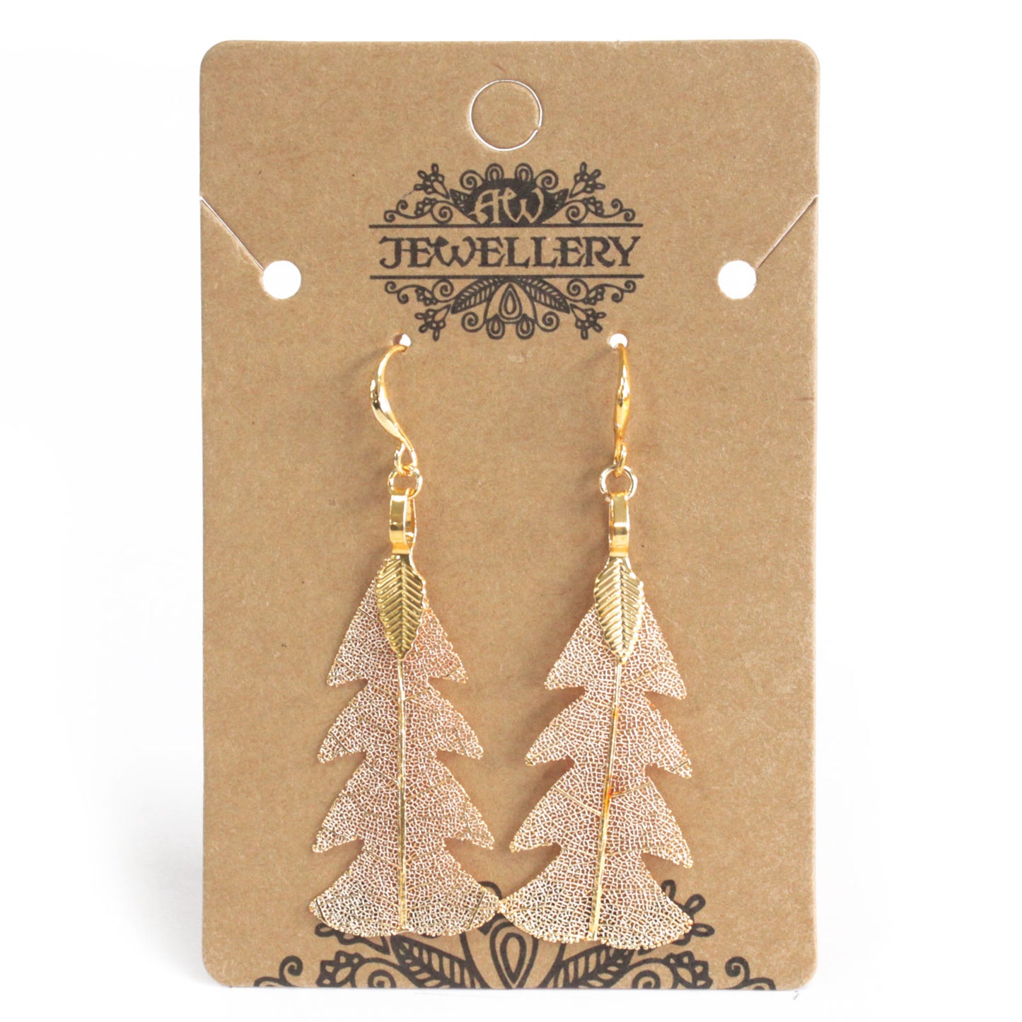 Boucles d'oreilles - Feuille de sapin festif - or