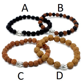 Bracelet Rudraksha Buddah assorti