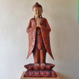 Statue de Bouddha sculptée à la main - 100 cm Bienvenue