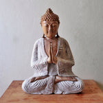 Statue de Bouddha sculptée à la main - 40cm Accueil - Lait blanc