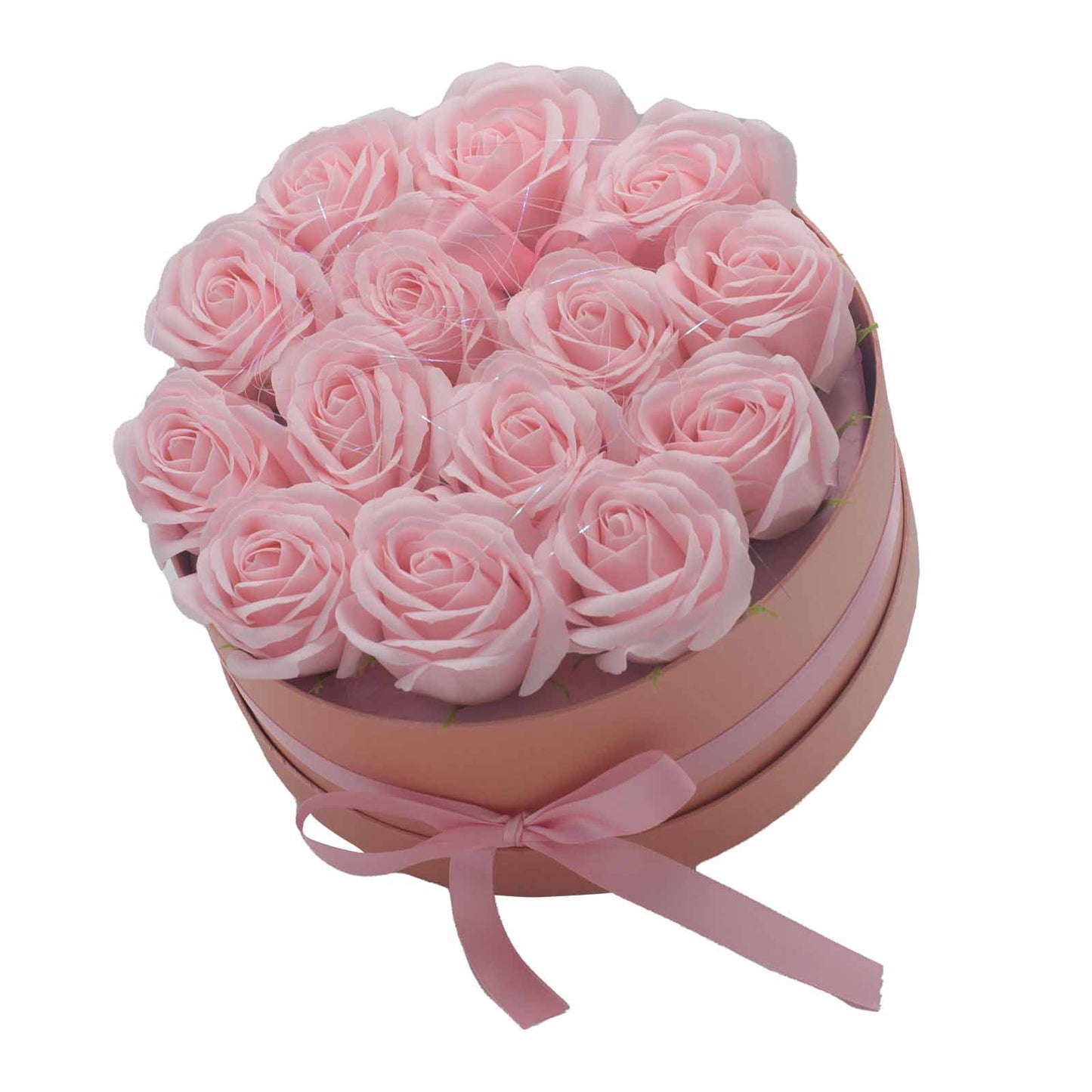 Bouquet de fleurs de savon - 14 Roses Roses - Rondes