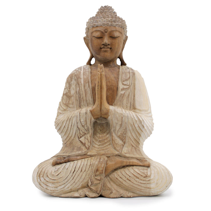 Statue de Bouddha sculptée à la main - 40cm Accueil - Lait blanc