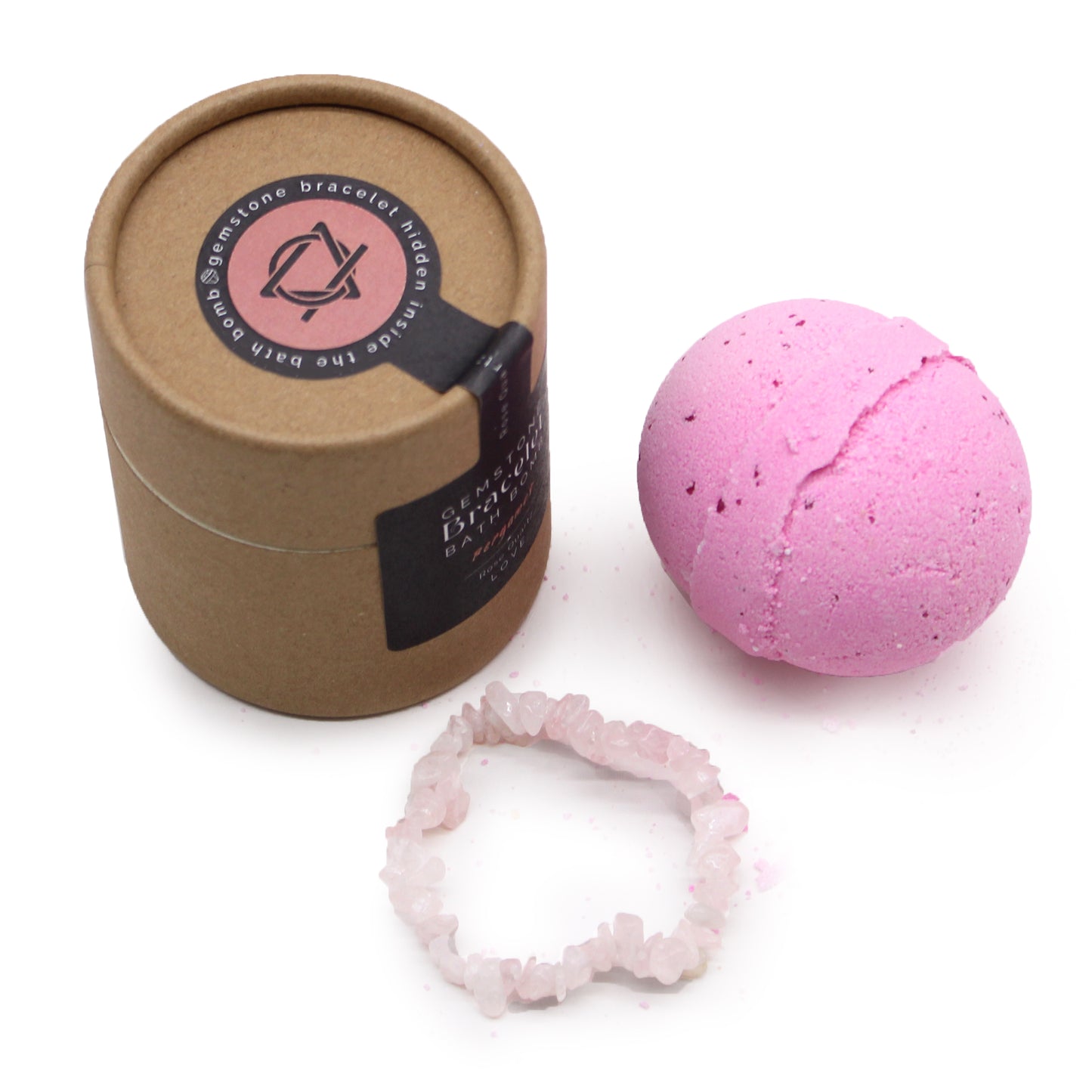 Bombe de bain avec bracelet  de quartz rose