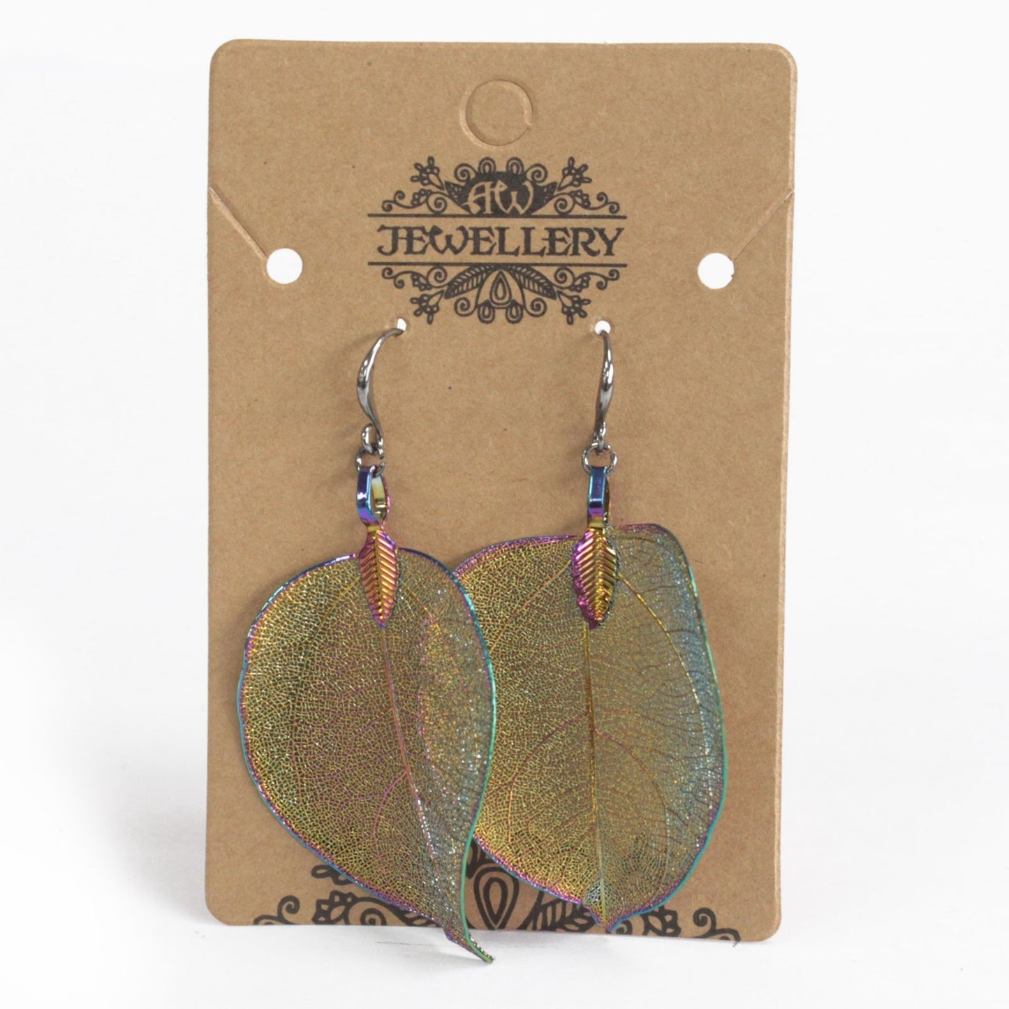 Boucles d'oreilles - Feuille de bravoure - Arc-en-ciel