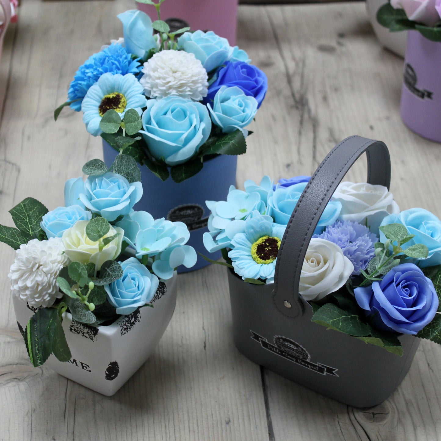 Petit panier de Bouquet - Bleus apaisants