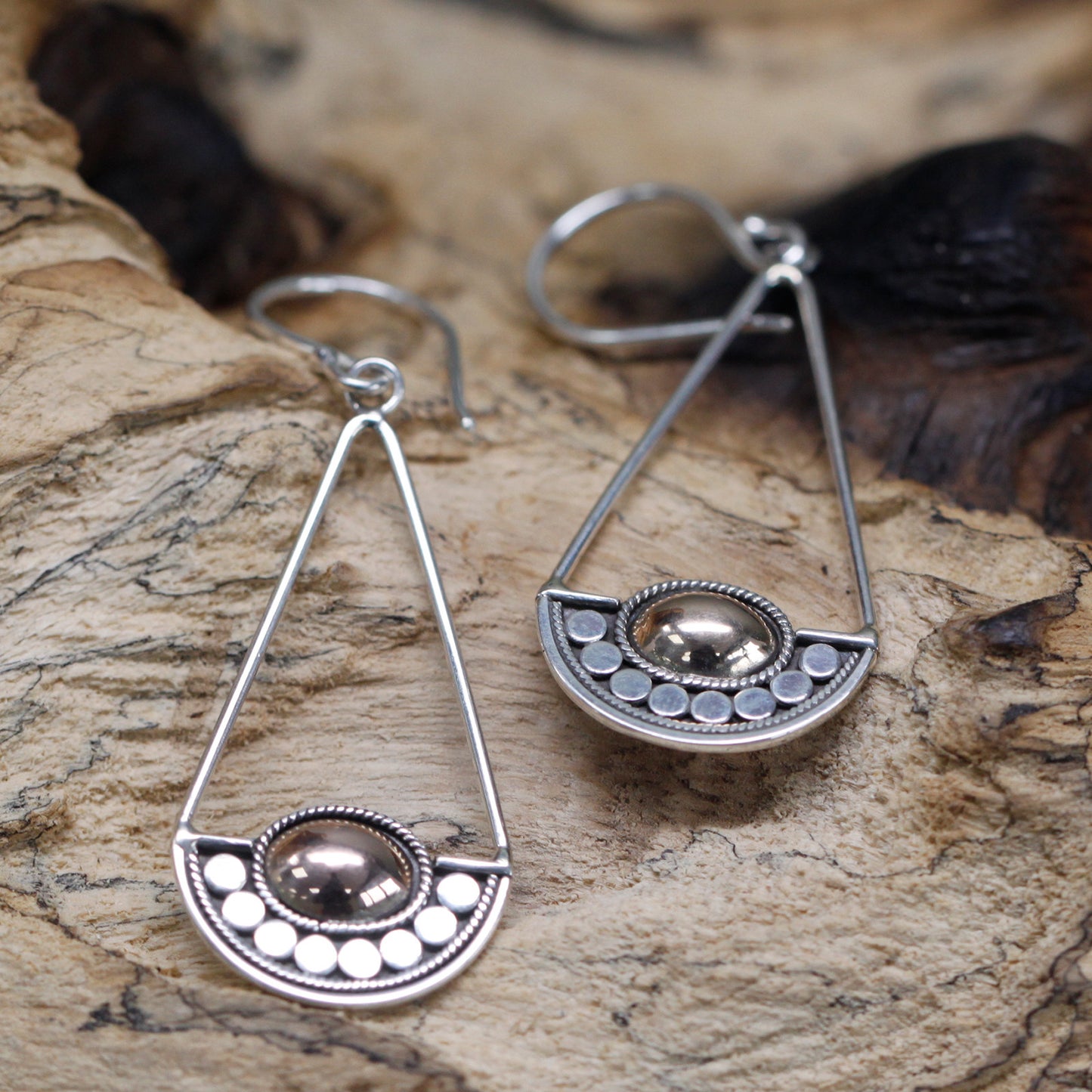 Boucles d'oreilles argent et or - Luna Balance