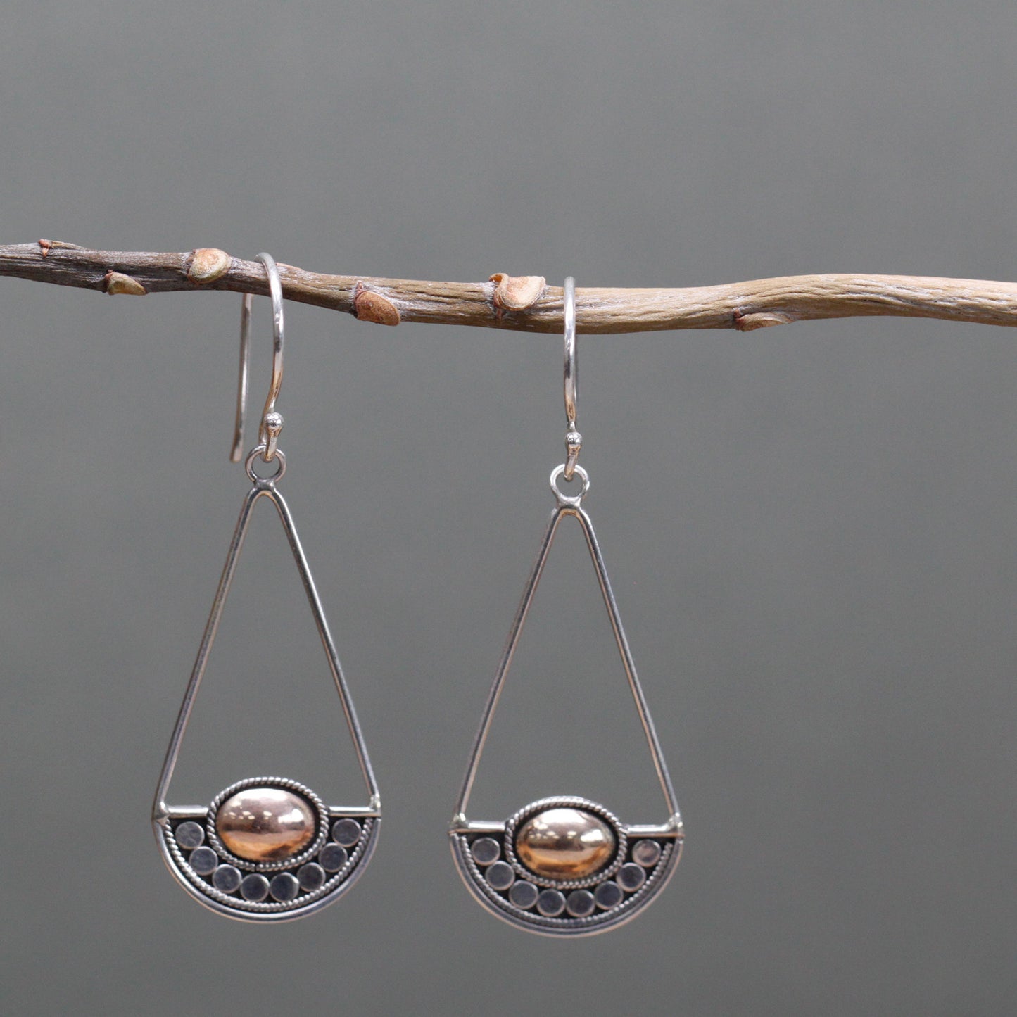 Boucles d'oreilles argent et or - Luna Balance