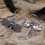 Boucles d'oreilles argent et or - Libellules