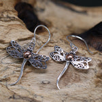 Boucles d'oreilles argent et or - Libellules