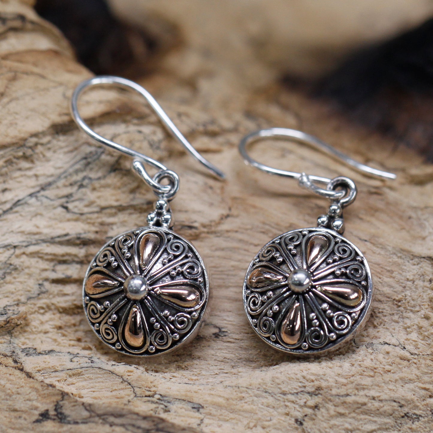 Boucles d'oreilles argent et or - Ronde classique