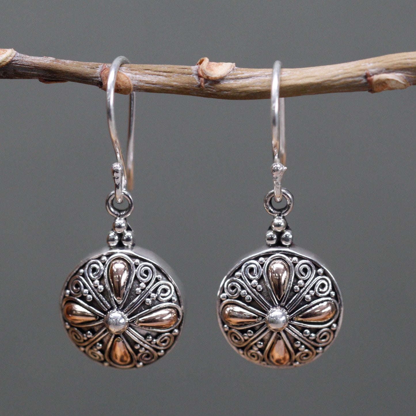 Boucles d'oreilles argent et or - Ronde classique