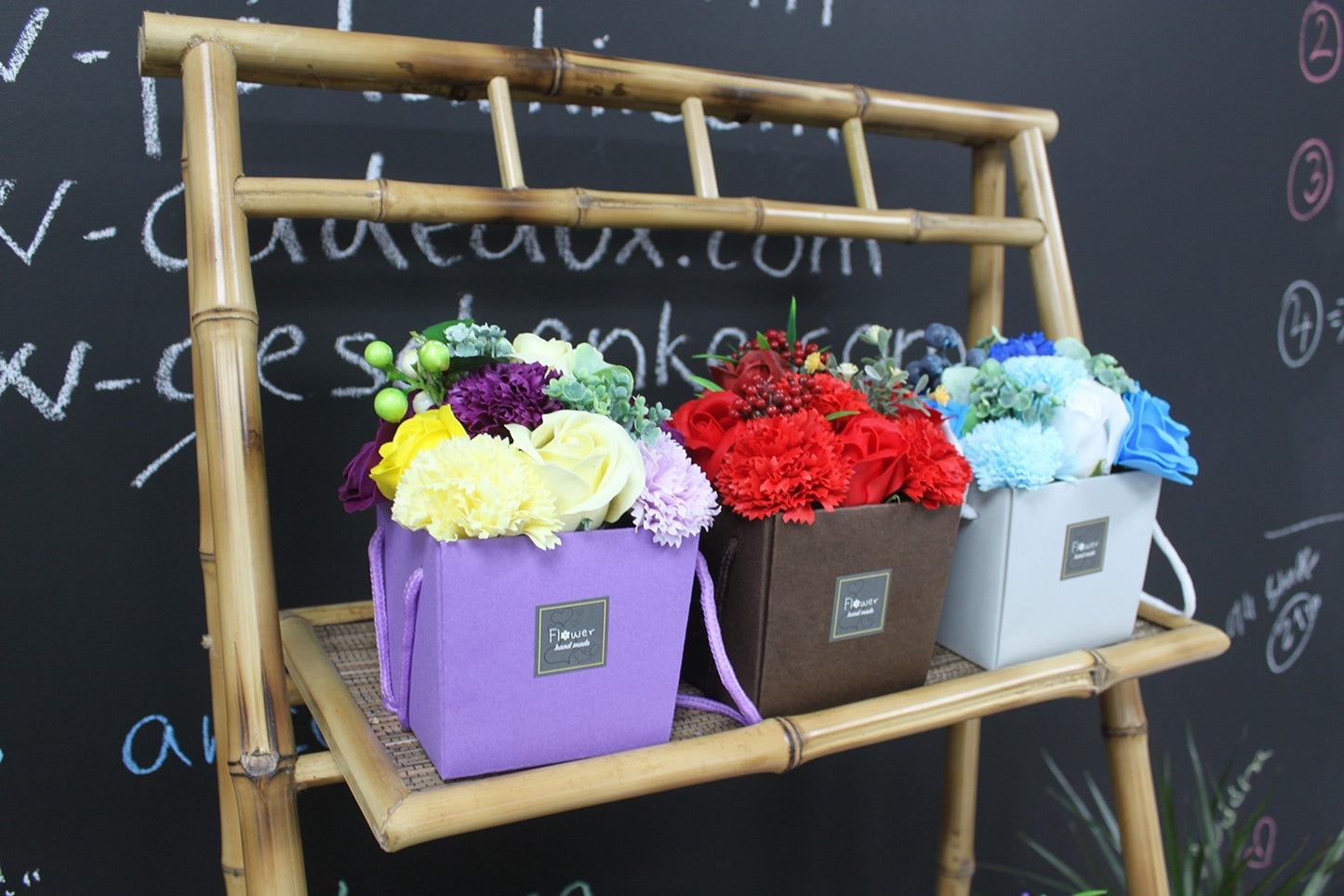 Bouquet de fleurs en savon - Rose lavande et œillet