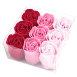 Coffret de 9 fleurs de savon - Roses roses