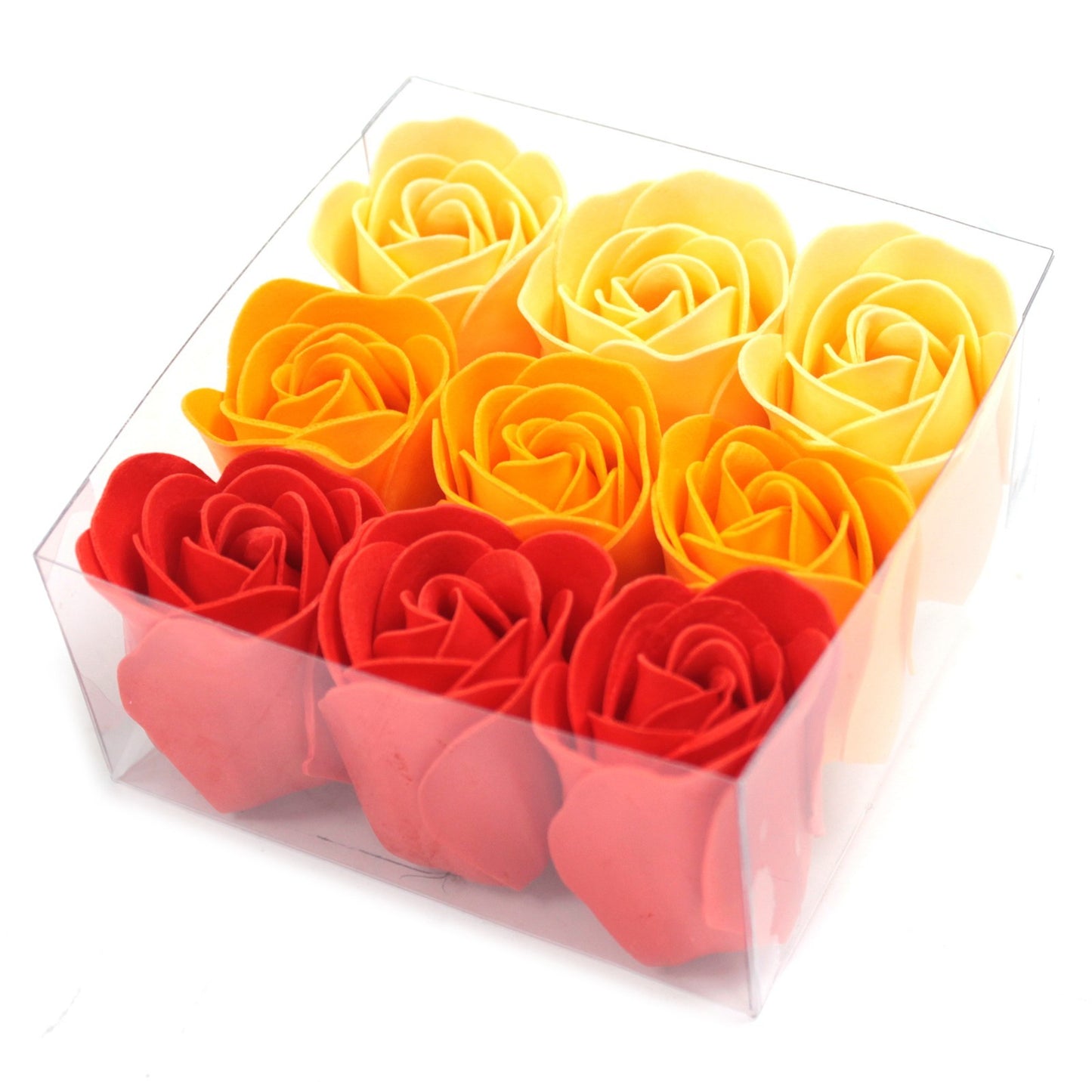 Coffret de 9 fleurs de savon - Roses de pêche