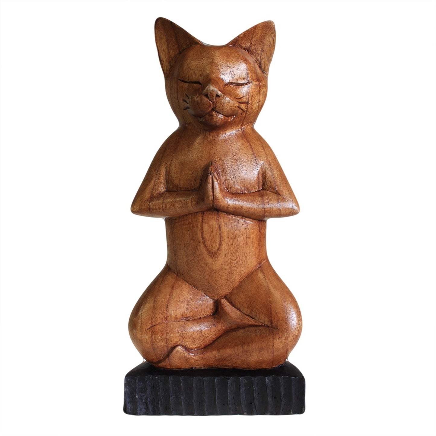 Chat de yoga sculpté à la main - Lotus